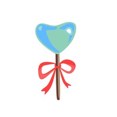 Colorful lollipop, candy on a stick sweetness hook, sticky bright candy of red, yellow,green,blue color. Flat illustration, pastel scale. Isolate.