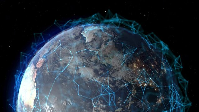 3D Rotating Earth Digitalization Concept Global Technology 4K