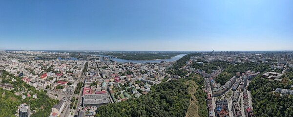 Panorama of the city of Kyiv. View of the Dnieper River.