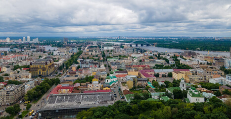 Fototapeta na wymiar Panorama of the city of Kyiv. View of the Dnieper River.