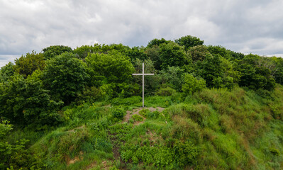 Cross on the castle hill of the city of Kyiv.