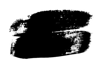 Black ink brush stroke vector illustration. Freehand dry brush line. Grunge style stripes. Decorative design element.