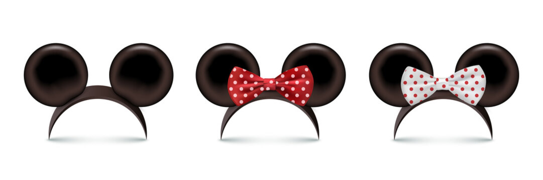 Mouse ears, headband set, 3d realistic fun effect for selfie in chat of mobile phone app