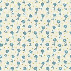 Abstract botanical seamless pattern. Simple flower shape