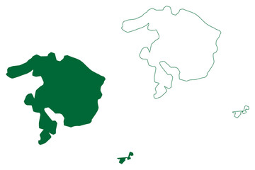 Madeleine island (Republic of Senegal) map vector illustration, scribble sketch Iles de la Madeleine map