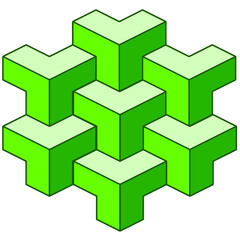 Obraz premium Vector image of a green geometric shape created from the corners