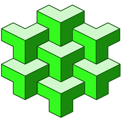 green geometric shape created from the corners