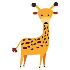 African giraffe. Vector cartoon illustration in a naive flat style