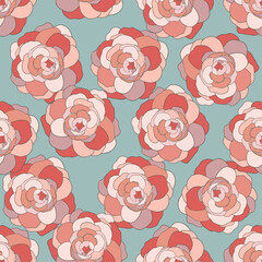 Retro Boho Flowers, Floral Seamless Pattern Background