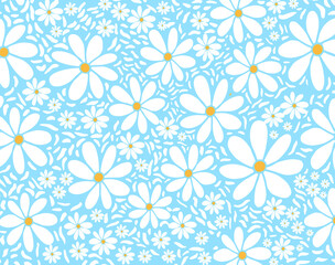 Materiał do szycia Abstract floral seamless pattern with chamomile. Trendy hand drawn textures. Modern abstract design for paper, cover, fabric and other uses