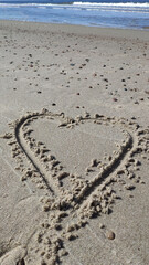 Heart drawn in the sand. Curonian spit, Kaliningrad region, Zelenogradsk.