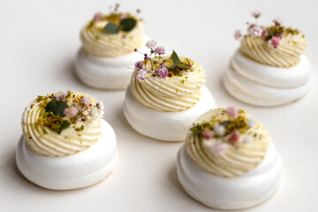 Meringue dessert pavlova cake. 