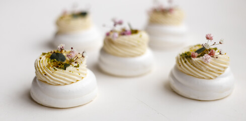 Meringue dessert pavlova cake. 