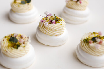 Meringue dessert pavlova cake. 