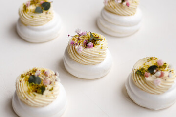 Meringue dessert pavlova cake. 