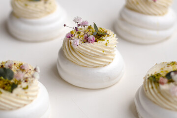 Meringue dessert pavlova cake. 