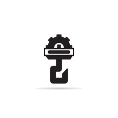 pulley and crane hook icon vector illustration