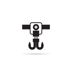 pulley and crane hook icon vector illustration