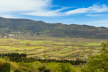 Fototapeta na wymiar Mountain's valley in Croatia. Springtime day.