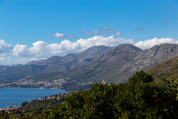 Mountains on Adriatic sea's coast in Dubrovnik district. Croatia