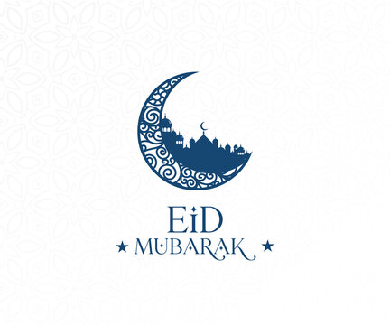 Eid Mubarak Trendy Typography Vector Art. Eid Mubarak Logo Vector Design.