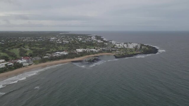 Bargara Coastal Neighborhood Near Bundaberg On A Cloudy Day In Queensland, Australia - aerial drone shot