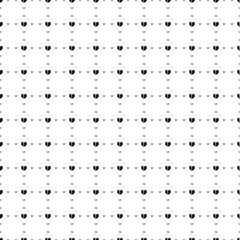 Square seamless background pattern from black broken heart symbols are different sizes and opacity. The pattern is evenly filled. Vector illustration on white background