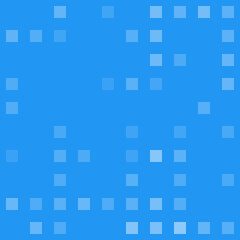 Abstract seamless geometric pattern. Mosaic background of white squares. Evenly spaced big shapes of different color. Vector illustration on blue background