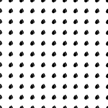 Square seamless background pattern from black water drop symbols. The pattern is evenly filled. Vector illustration on white background