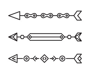 tribal arrows dividers vector line art