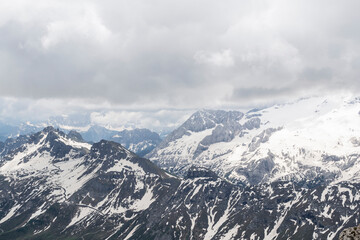 Fototapeta na wymiar Landscape of snowy Dolomites, Italy