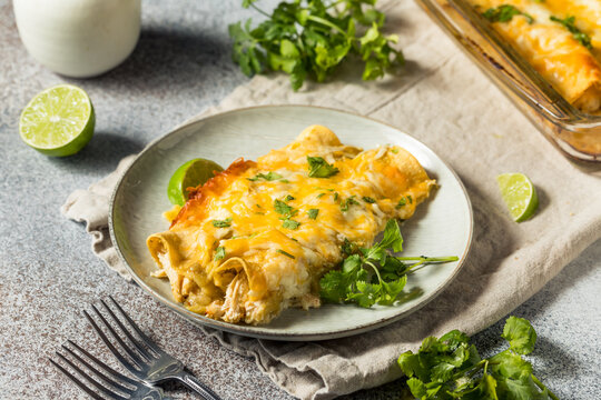 Homemade Mexican Tomatillo Green Enchiladas