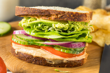Homemade Mediterranean Veggie Hummus Sandwich