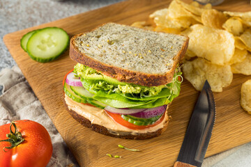 Homemade Mediterranean Veggie Hummus Sandwich