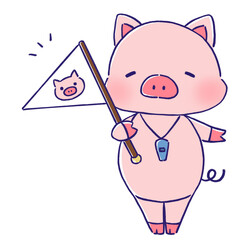 応援するブタ © rika hanadera