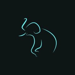 Elephant Line Blue Simple Logo