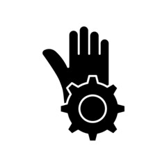 Hand icon with gear. stop. suitable for stop repair symbol, setting . solid icon style. simple design editable. Design template vector