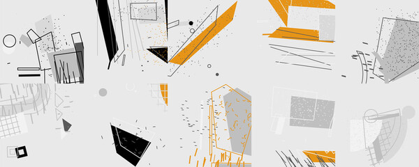 Unusual Strange Vector Trendy Geometric Chaos Shapes Composition Background