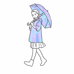 傘を持った若い女性のイラスト素材