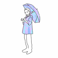 傘を持った若い女性のイラスト素材