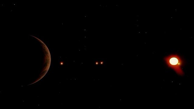 Moving away from The Trappist star system is 3 light-years (12.0 &plusmn; 0.4 pc) away from our Solar System with some planets.