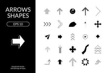Abstract geometric Arrows vector set isolated on background