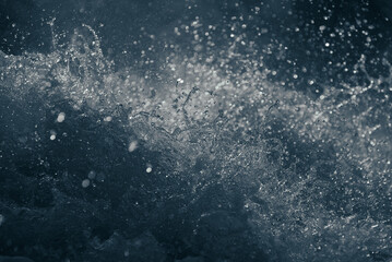 Splashes of raging water. Flying splashes.