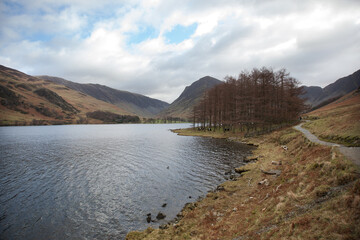 Views of Buttermere Lake in The Lake District in Allerdale, Cumbria in the UK