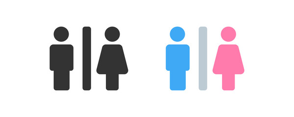 Fototapeta na wymiar WC, toilet icon. Bathroom sign. Restroom, boy and girl, blue and pink symbol in vector flat