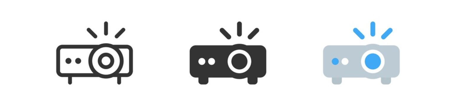 Projector icon. Video multimedia symbol. Film equipment illustration in vector flat