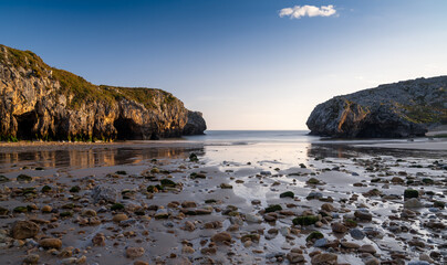 view of the Cuevas del Mar on the Costa Verde of Asturias © makasana photo