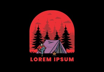 Relax in front of the tent illustration