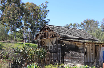 Southwestern ranch house in disrepair. 