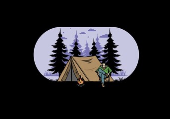 Relax in front of the tent illustration